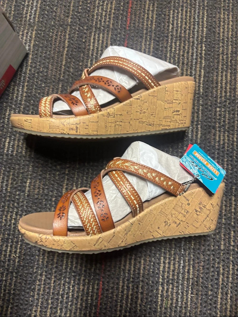 Skechers Women’s Multi-Strap Tan/Bronze Slide Sandals